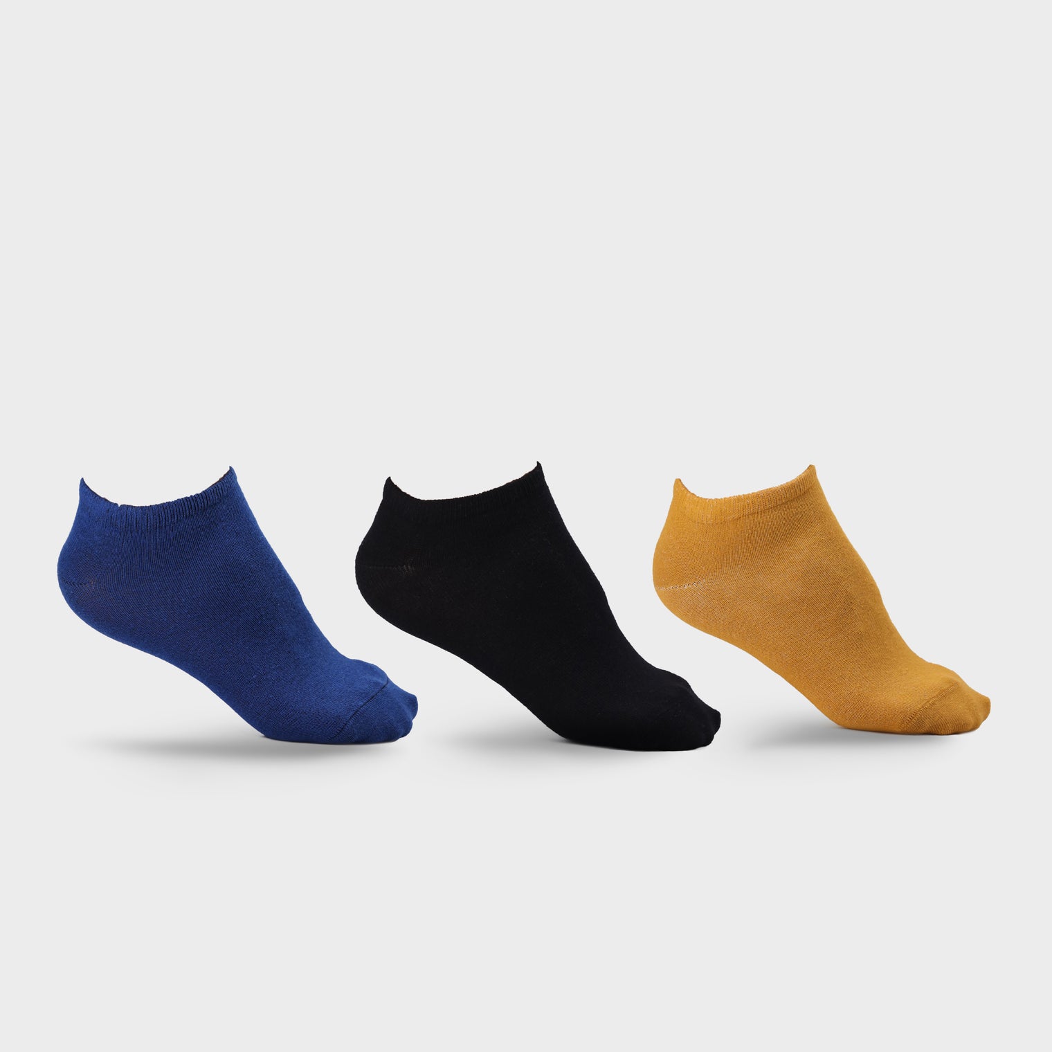 Plain-Socks 3P NS BLK NVY YLW