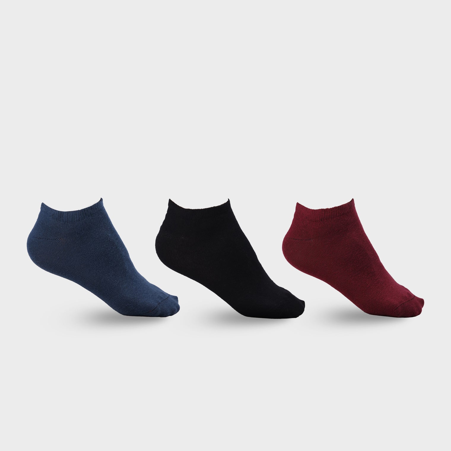 Socks-Plain 3P NS BLK MRN BLU