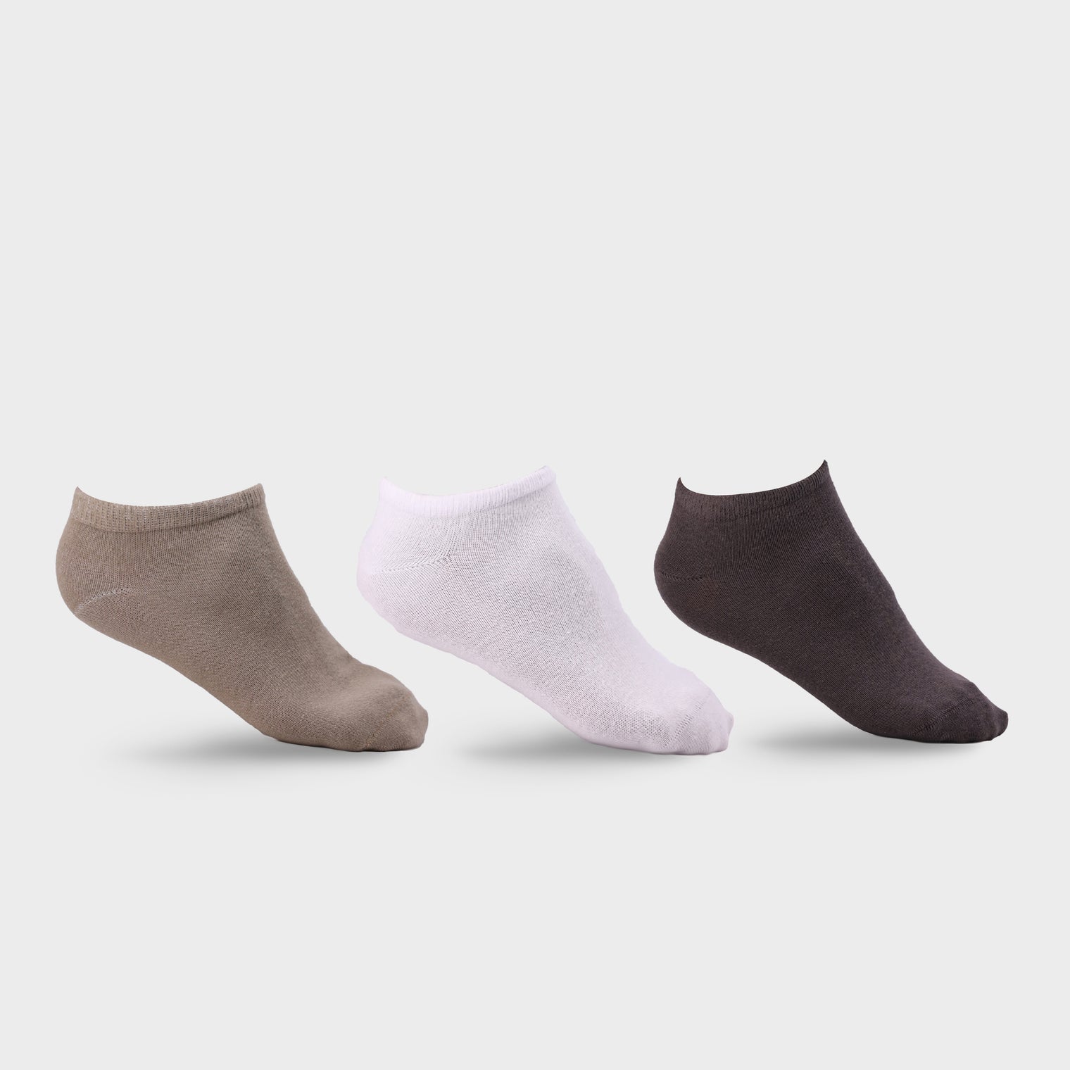 Socks-Plain 3P NS WHT OWT GRY