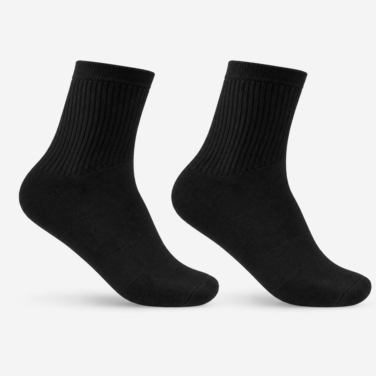 Black Mid Crew Sporty Socks (Pack of 2)
