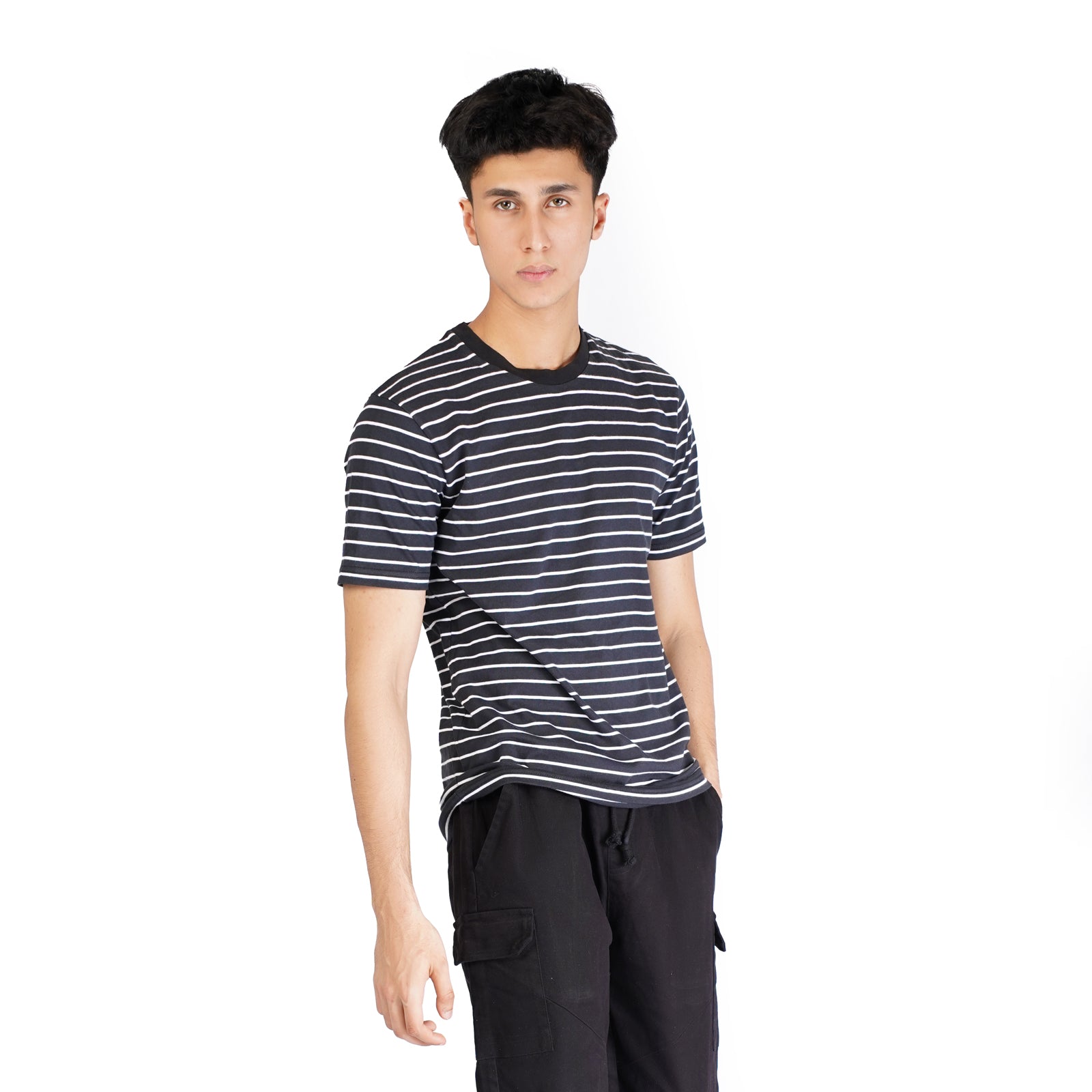 Black Striped T-Shirt - OSSM1230024