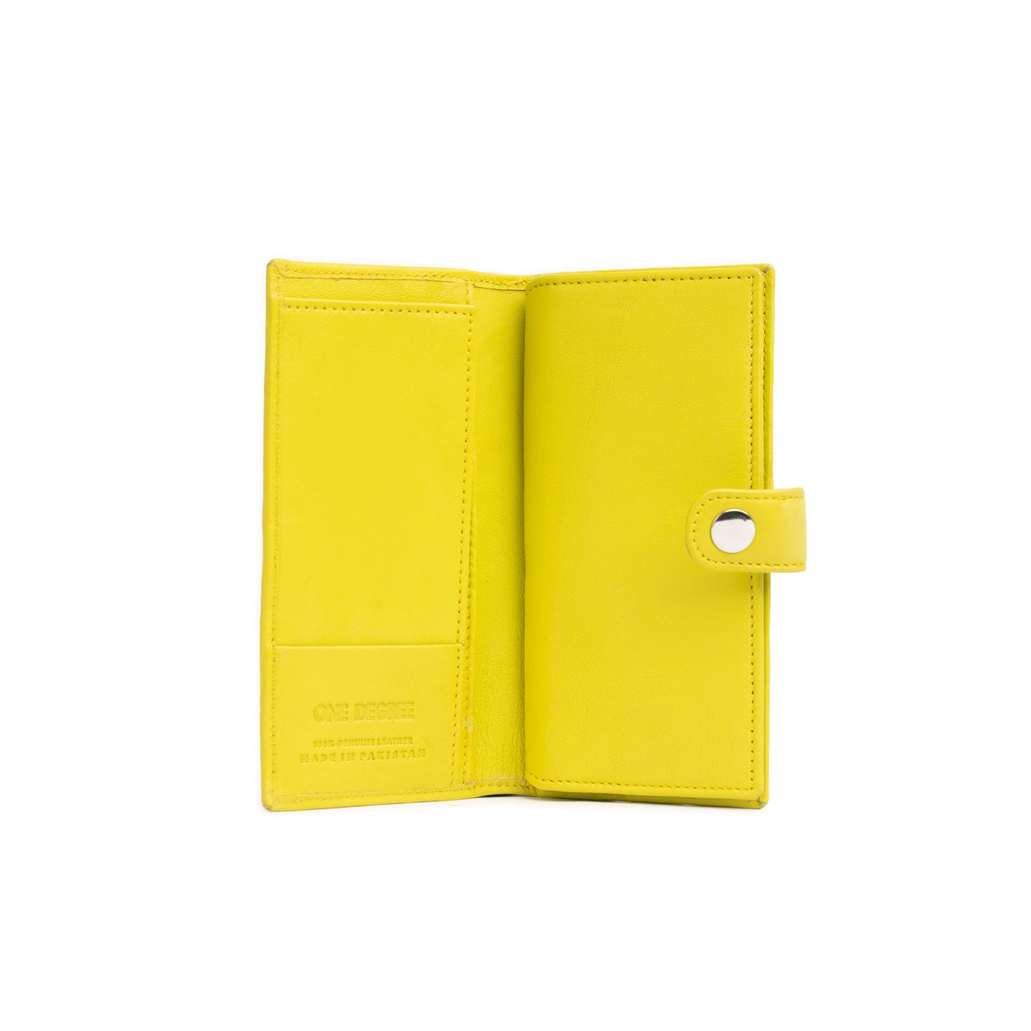 Neon Yellow Women's Leather Long Wallet-1