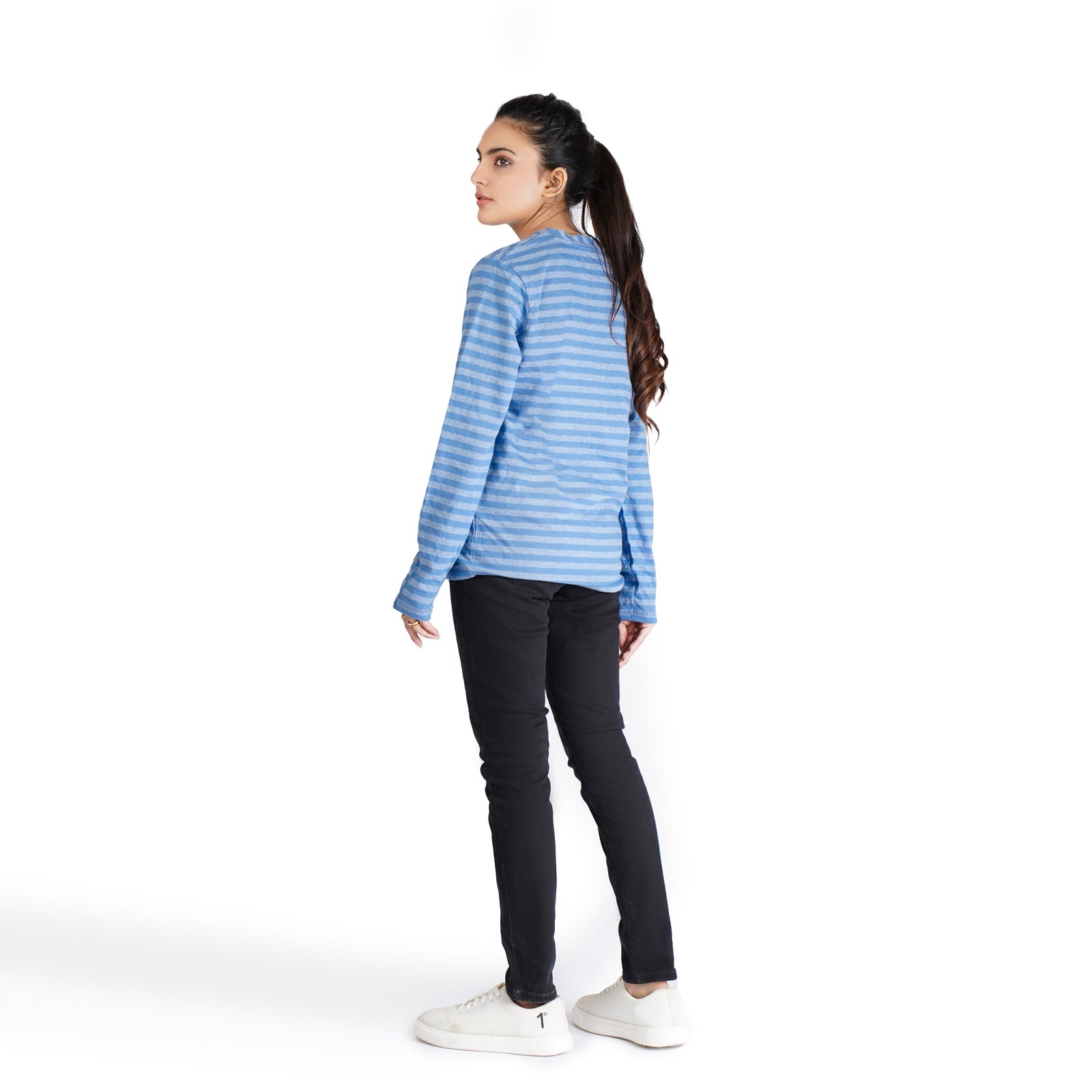 Blue Striped Full Sleeve T-Shirt - OSSW1230009