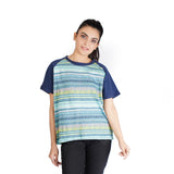 Blue Printed Reglan T-Shirt - OSSW1230011