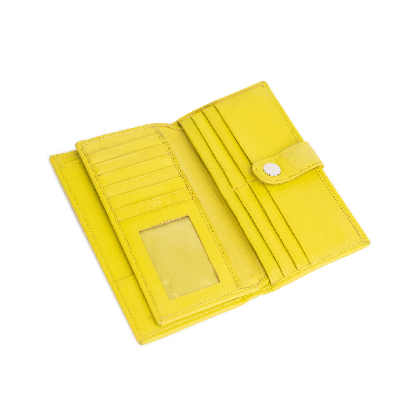 Neon Yellow Women's Leather Long Wallet-1