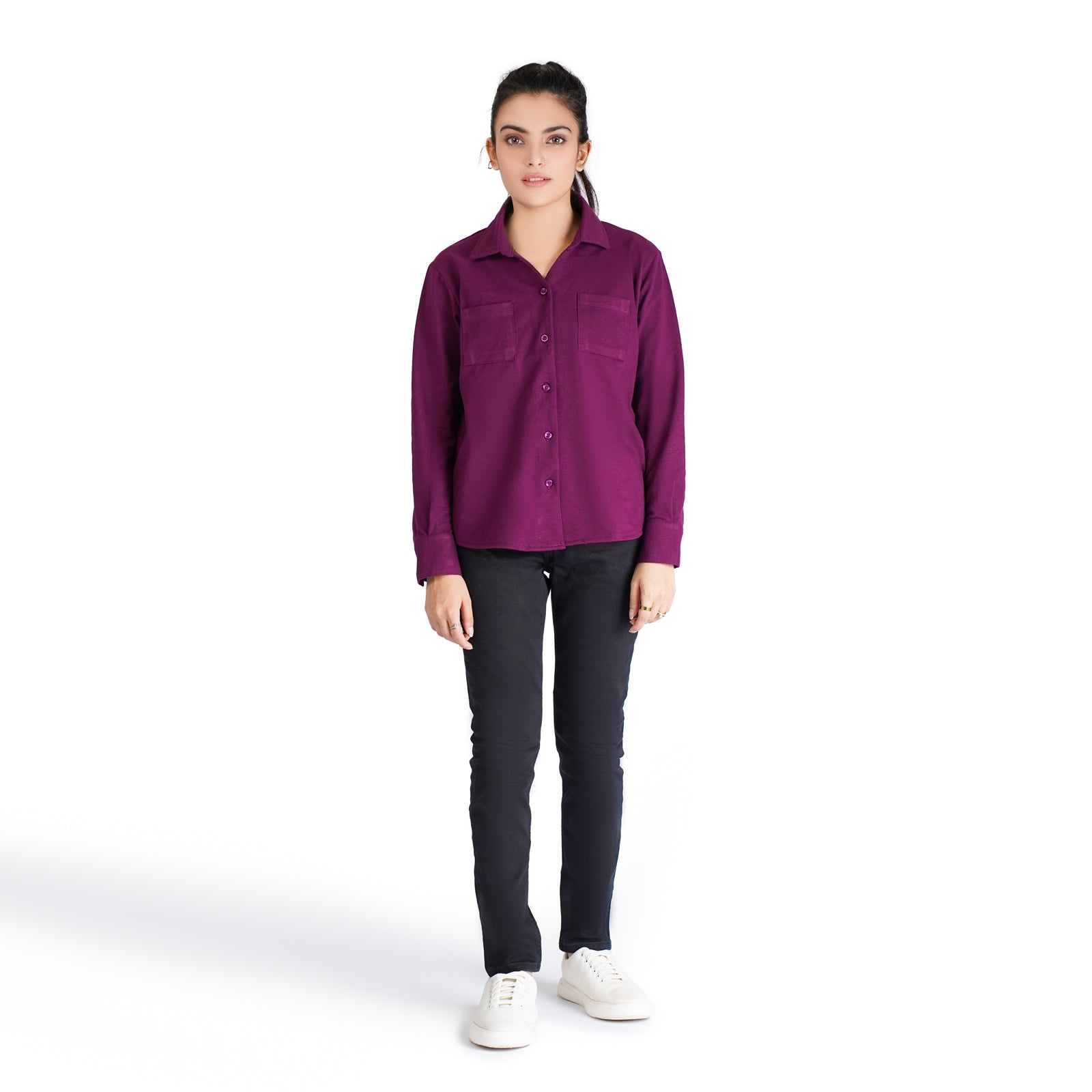 Purple Long Sleeve Pique Resort Shirt - OSSW1230013