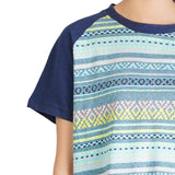 Blue Printed Reglan T-Shirt - OSSW1230011