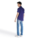 White and Blue Block Color Regular Collar Shirt-OSSM3230002
