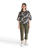Beige and Black Printed T-Shirt - OSSW1230014