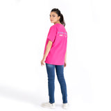 Fuchsia Fedora Crew Neck Typography Tee - OSSW1230002
