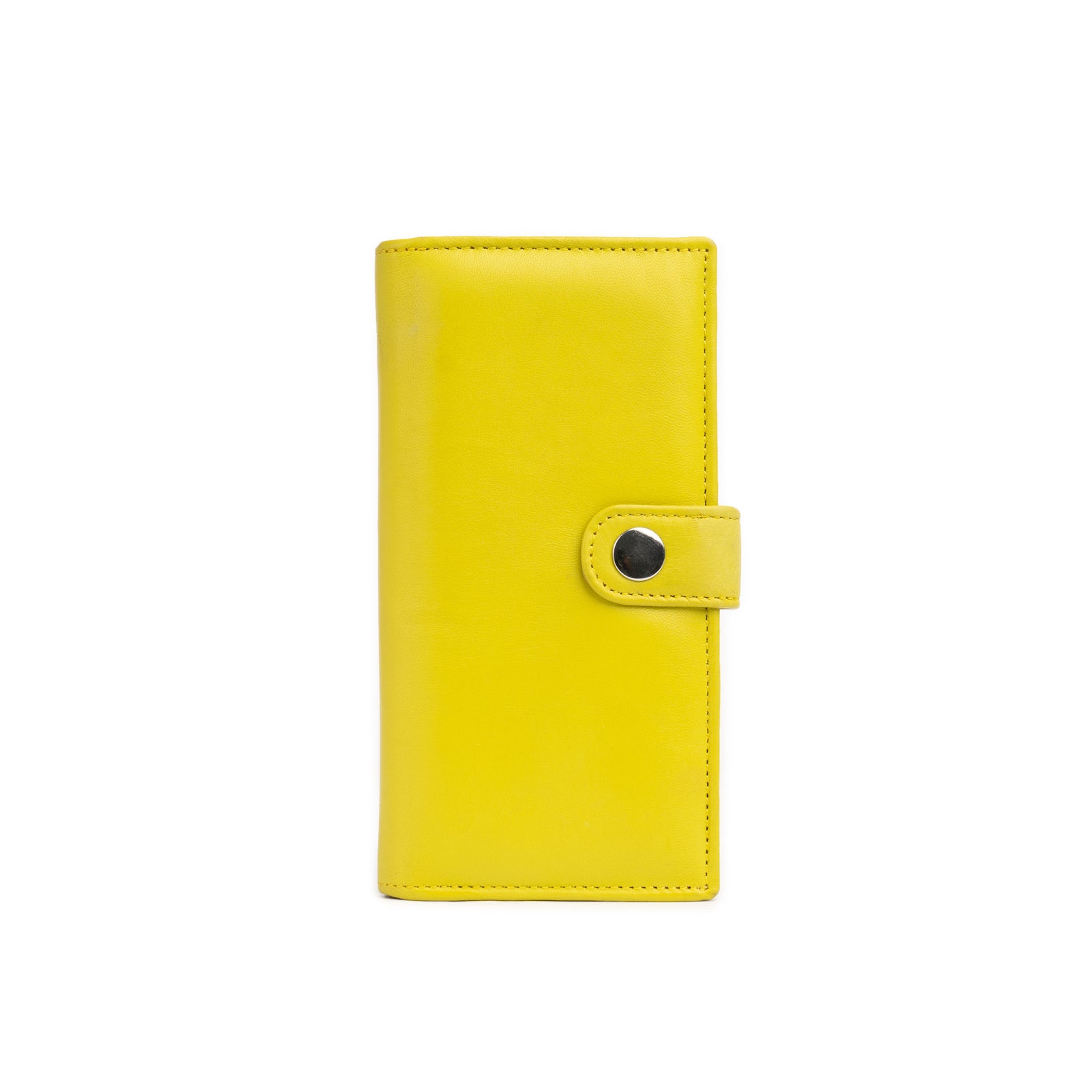 Neon Yellow Women's Leather Long Wallet-1