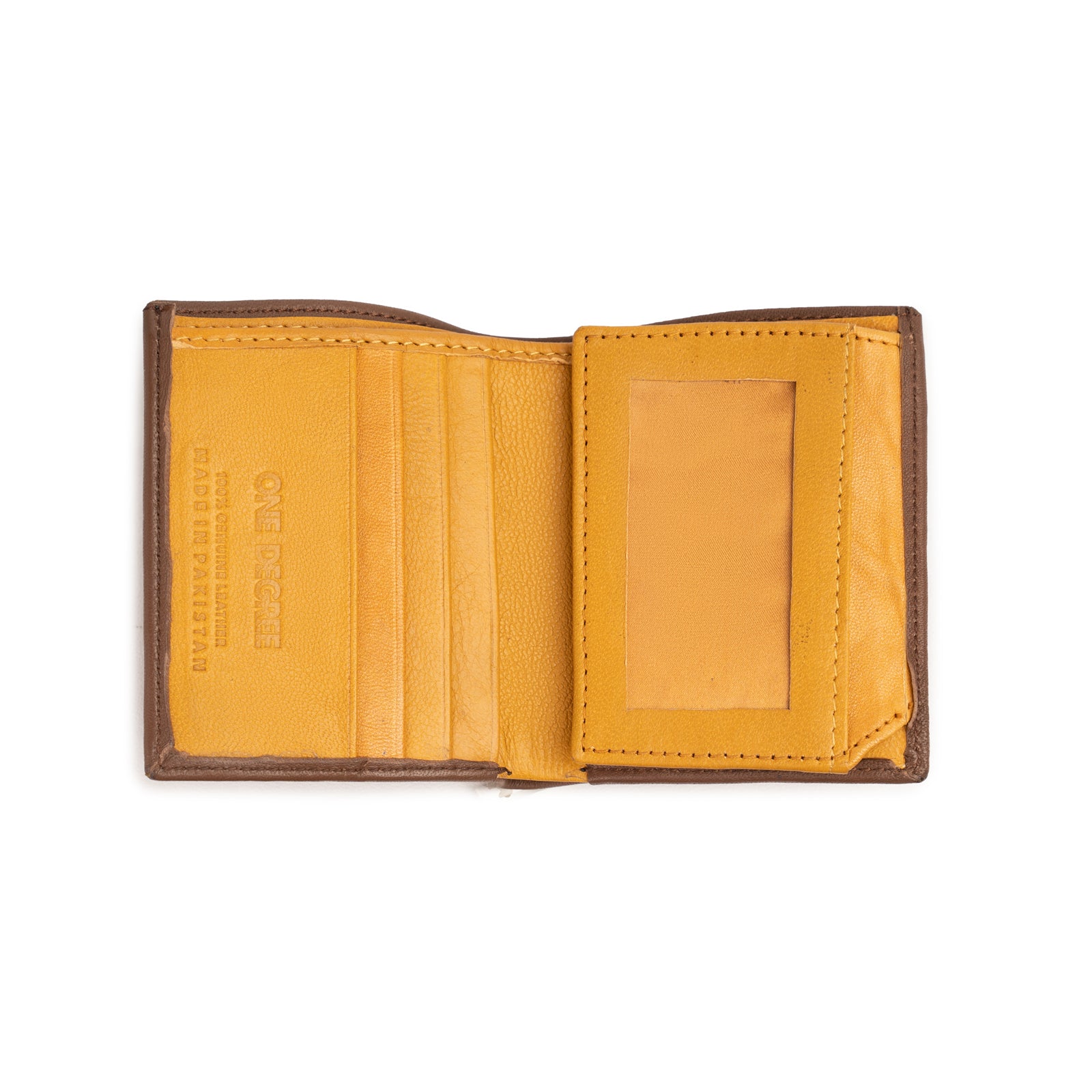 Brown and Mustard Men's contrast Leather Wallet-1
