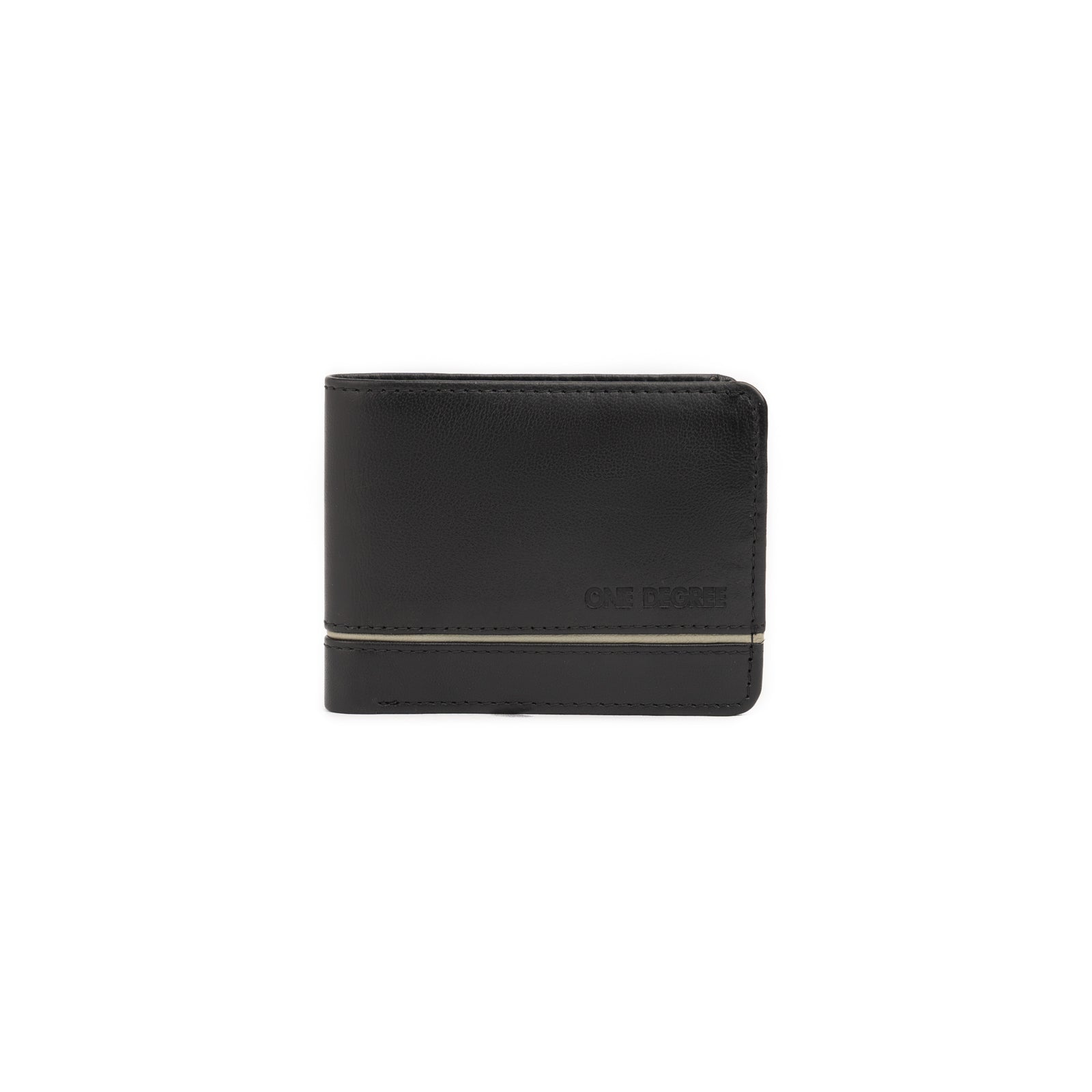 Black and Gray Men Line Leather Wallet-1