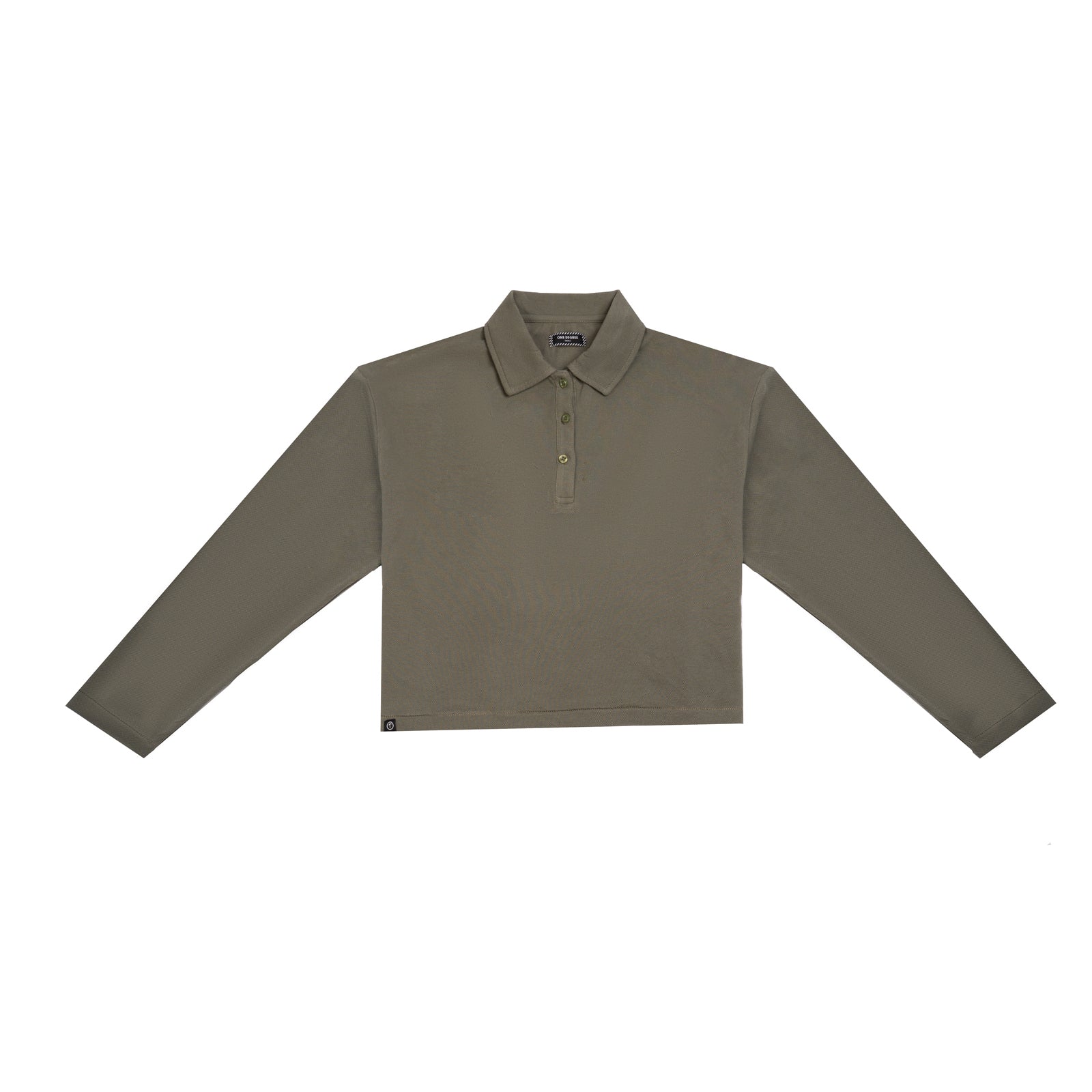 Olive Long Sleeve Striped Polo - OSSW1230028