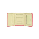Pink and Green Tri Fold Women's Leather Wallet-1