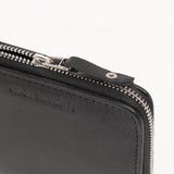 Black Zipper Leather Wallet Women's-1