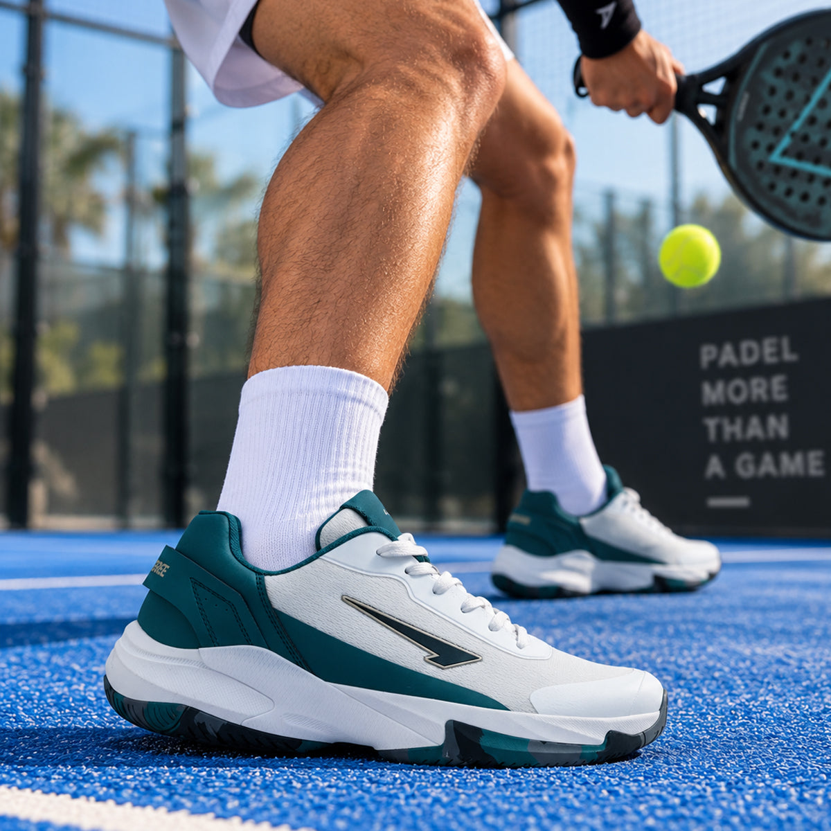 White & Teal Precision XT Padel Shoe