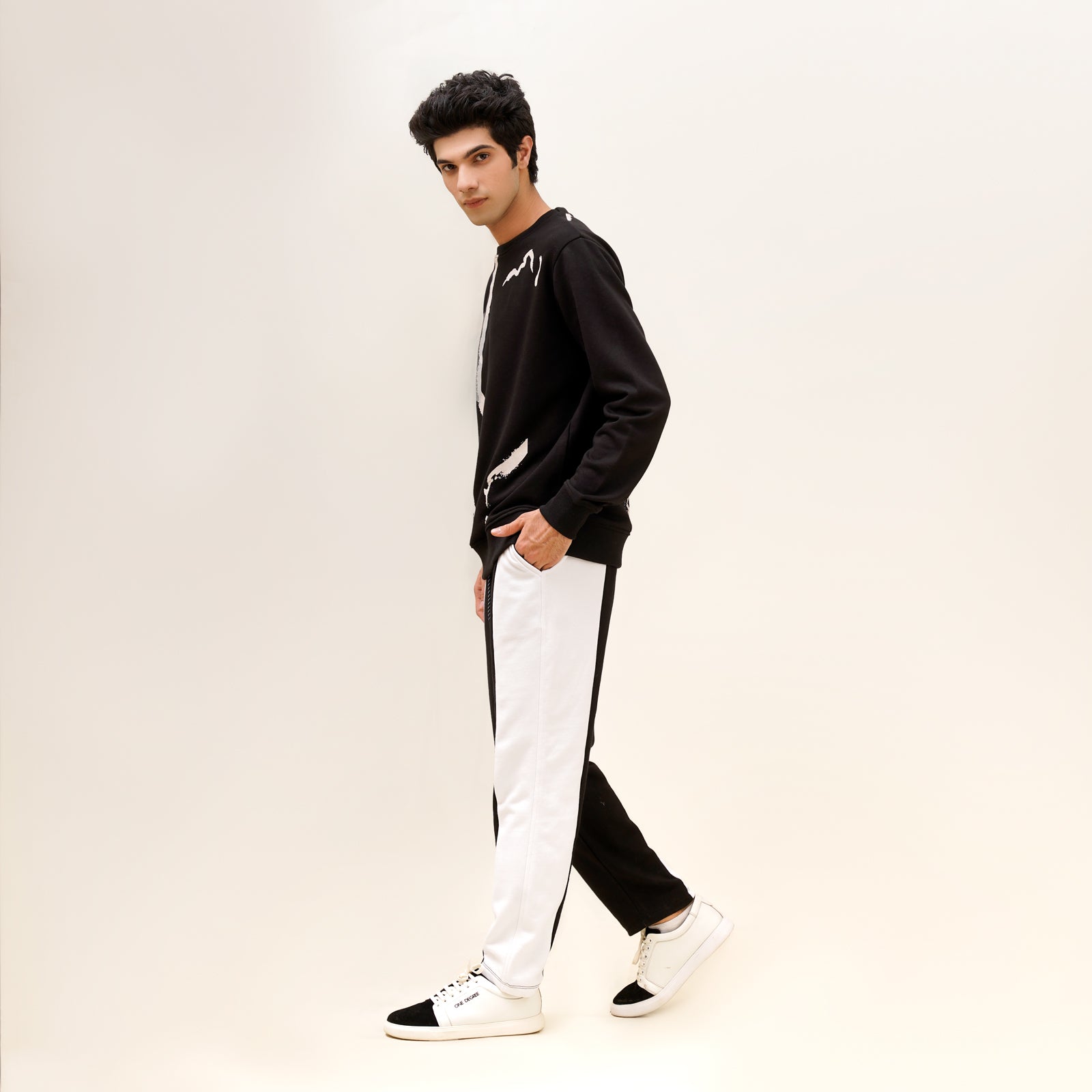 Slim Fit Black and White Trouser