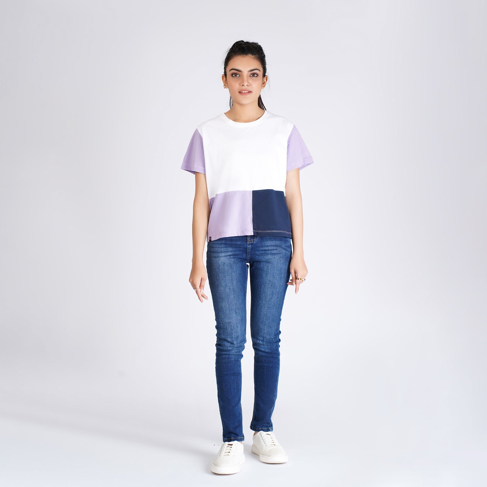 Regular Fit Crop Lavender color T-Shirt