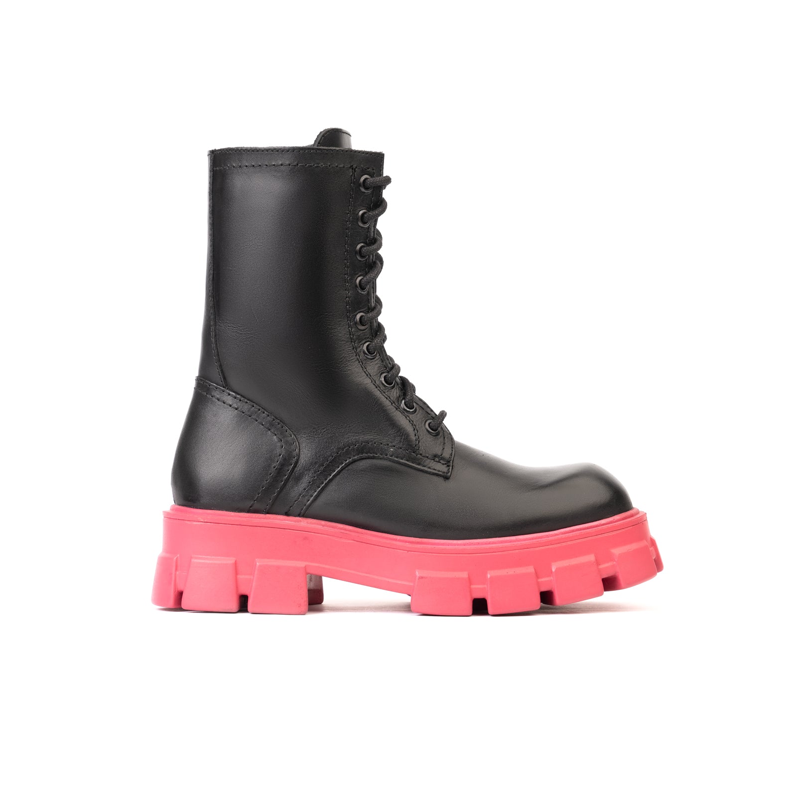 Teresia Combat Boots with Pink Sole
