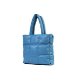 BLUE QUILTED SQUARE TOTE BAG