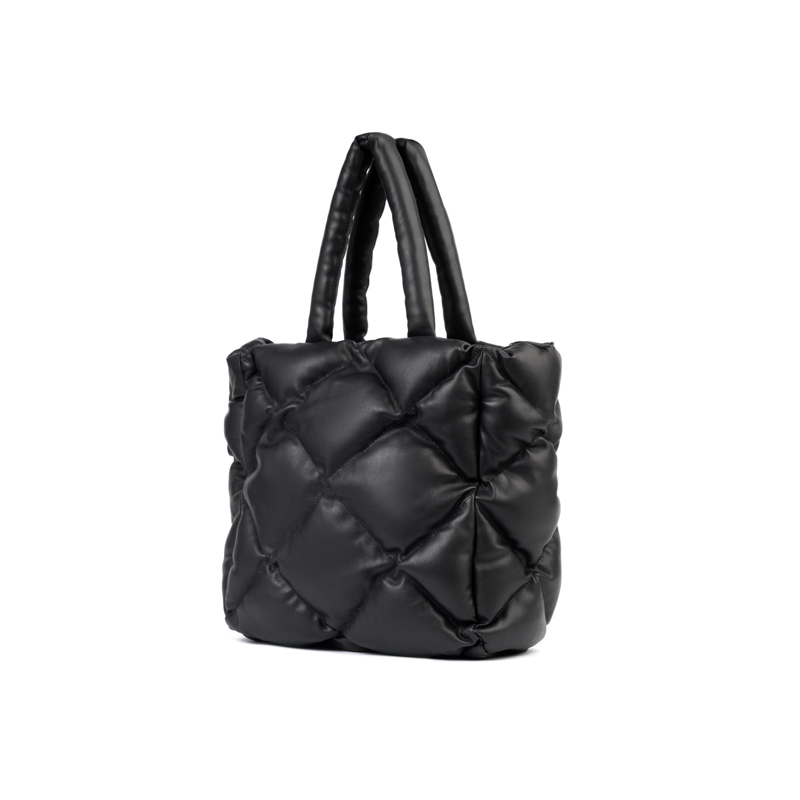 BLACK QUILTED TOTE BAG