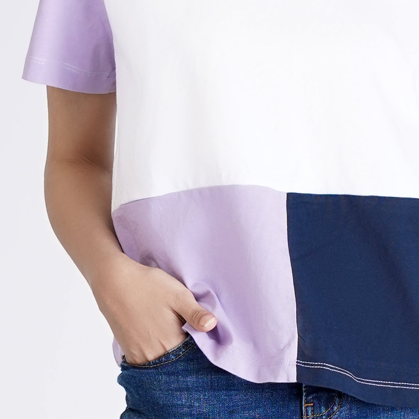 Regular Fit Crop Lavender color T-Shirt