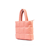 PEACH QUILTED SQUARE TOTE BAG