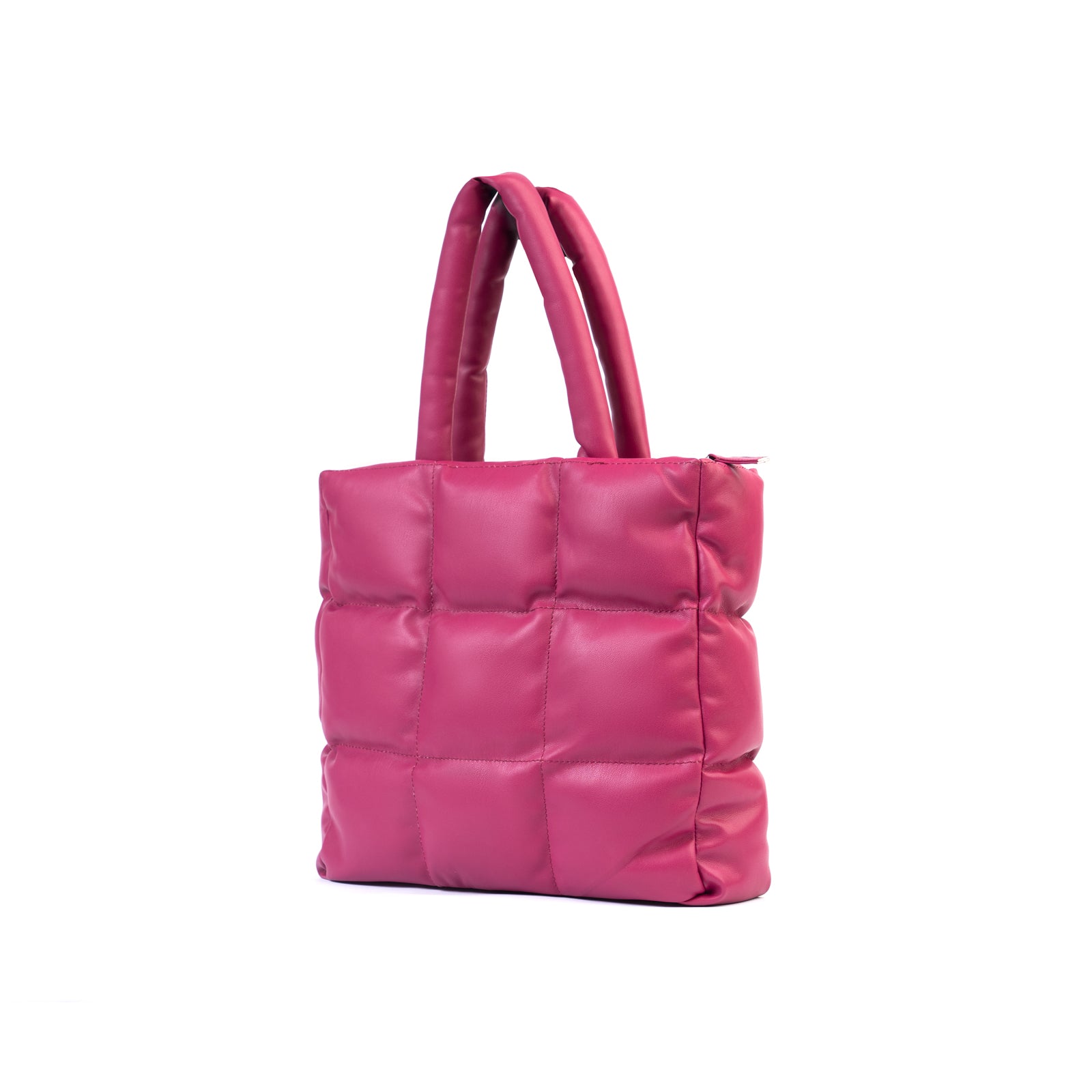 FUCHSIA QUILTED SQUARE TOTE BAG