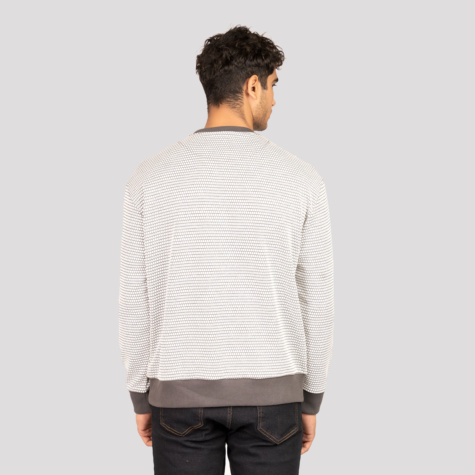Regular Fit White and Grey SweatShirt