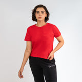 Slim Fit Crop Crew Neck Red T-shirt