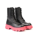 Teresia Combat Boots with Pink Sole