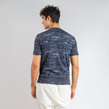 Slim Fit Printed Crew Neck White & Black T-Shirt