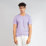 Regular Fit Basic Purple V-Neck T-Shirt