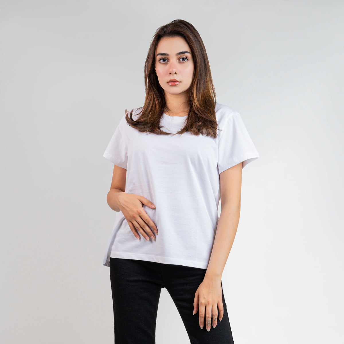 Regular Fit BASIC CREW NECK  White T-Shirt