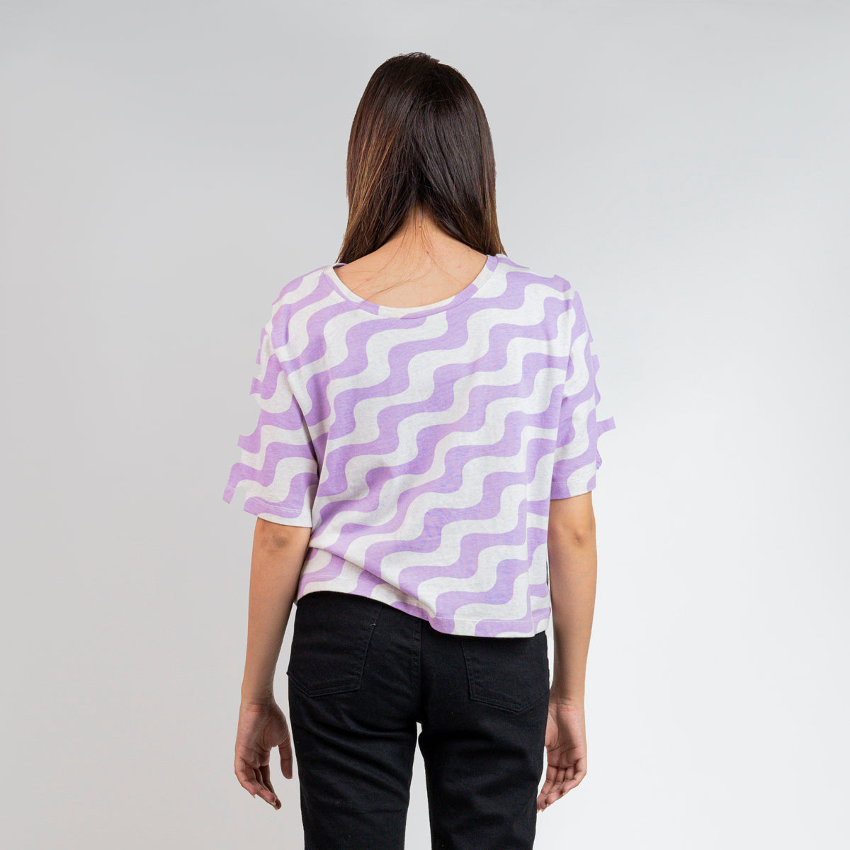 Relaxed Fit Single jersey White & Purple T-Shirt