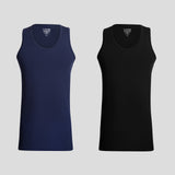 Pack of Two Black and Navy Sleeveless Vest
