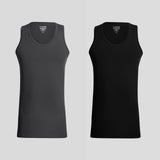 Pack of Two Black and grey Sleeveless Vest